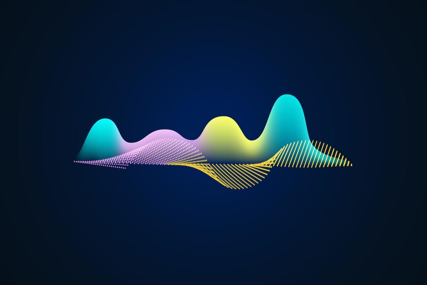 ilustração de onda sonora em um fundo escuro. indicadores de equalizador digital azul abstrato. vetor