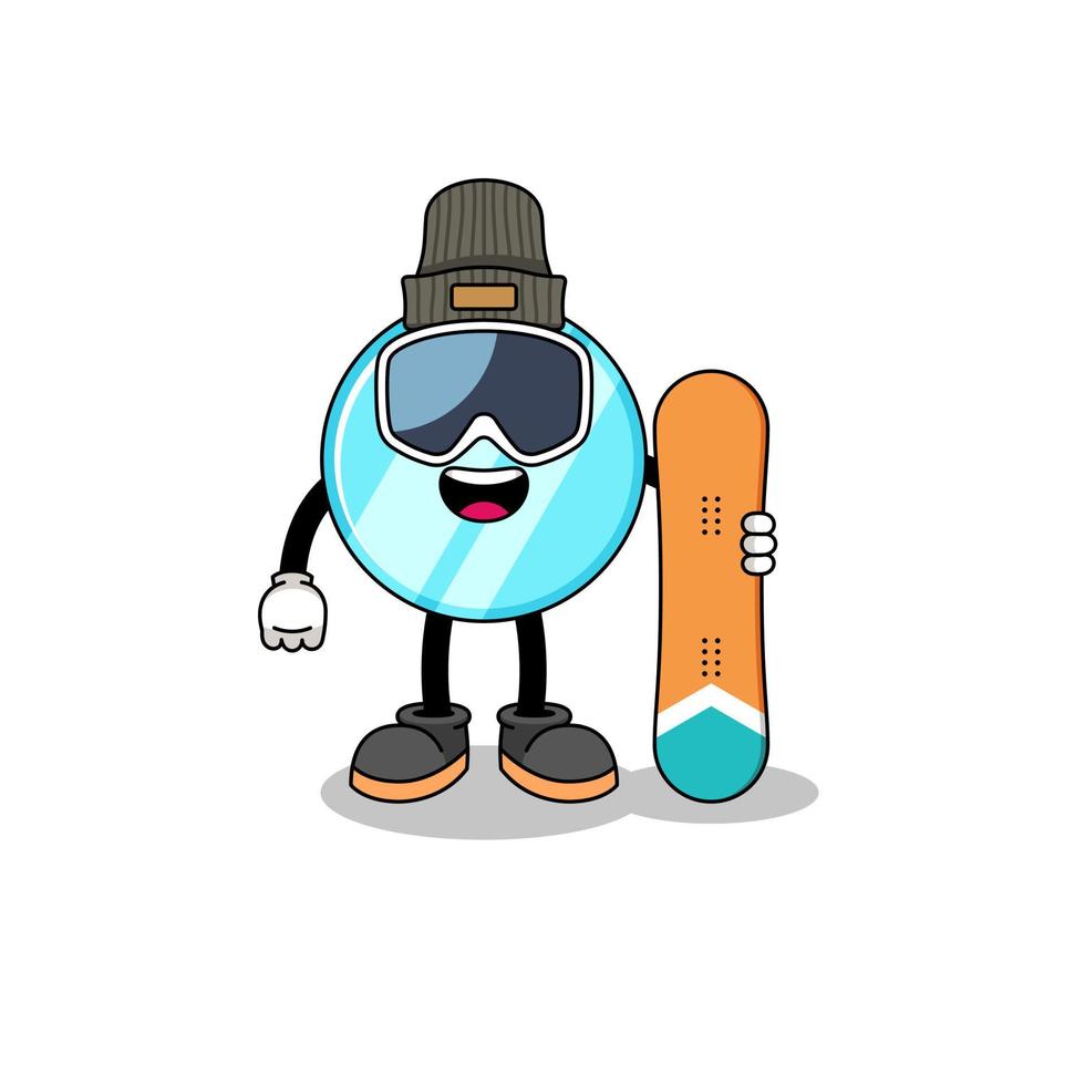 desenho de mascote do jogador de snowboard de espelho vetor