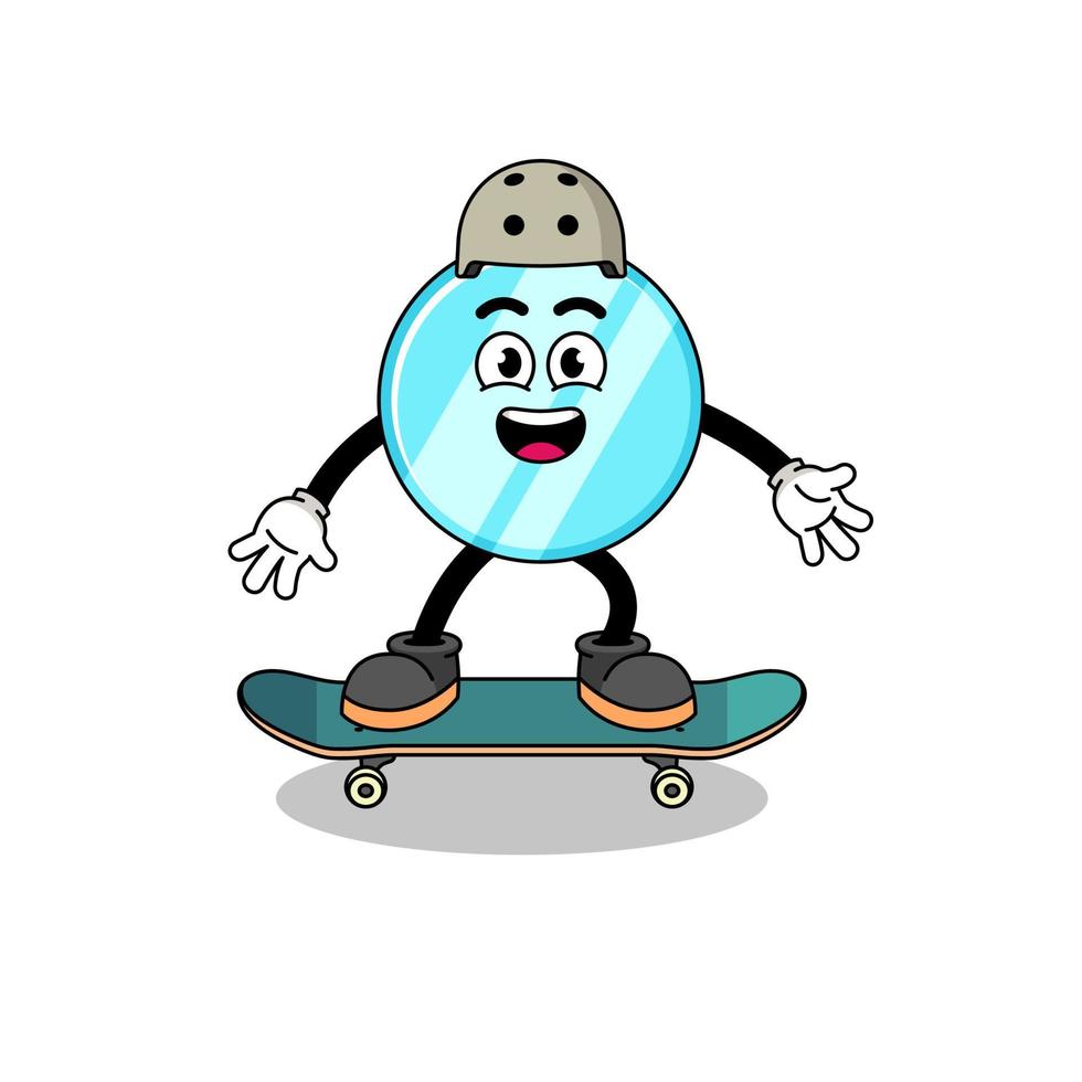 espelho mascote jogando um skate vetor