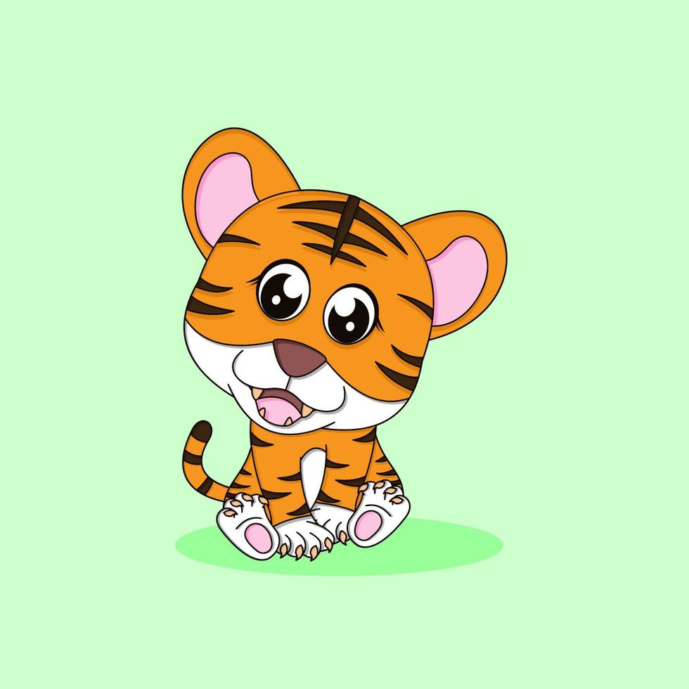 ilustração de ícone de vetor bonito tigre dos desenhos animados. estilo de desenho animado plano