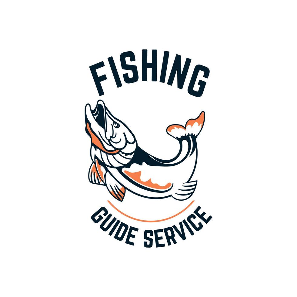 modelo de logotipo de pesca retrô vintage vetor