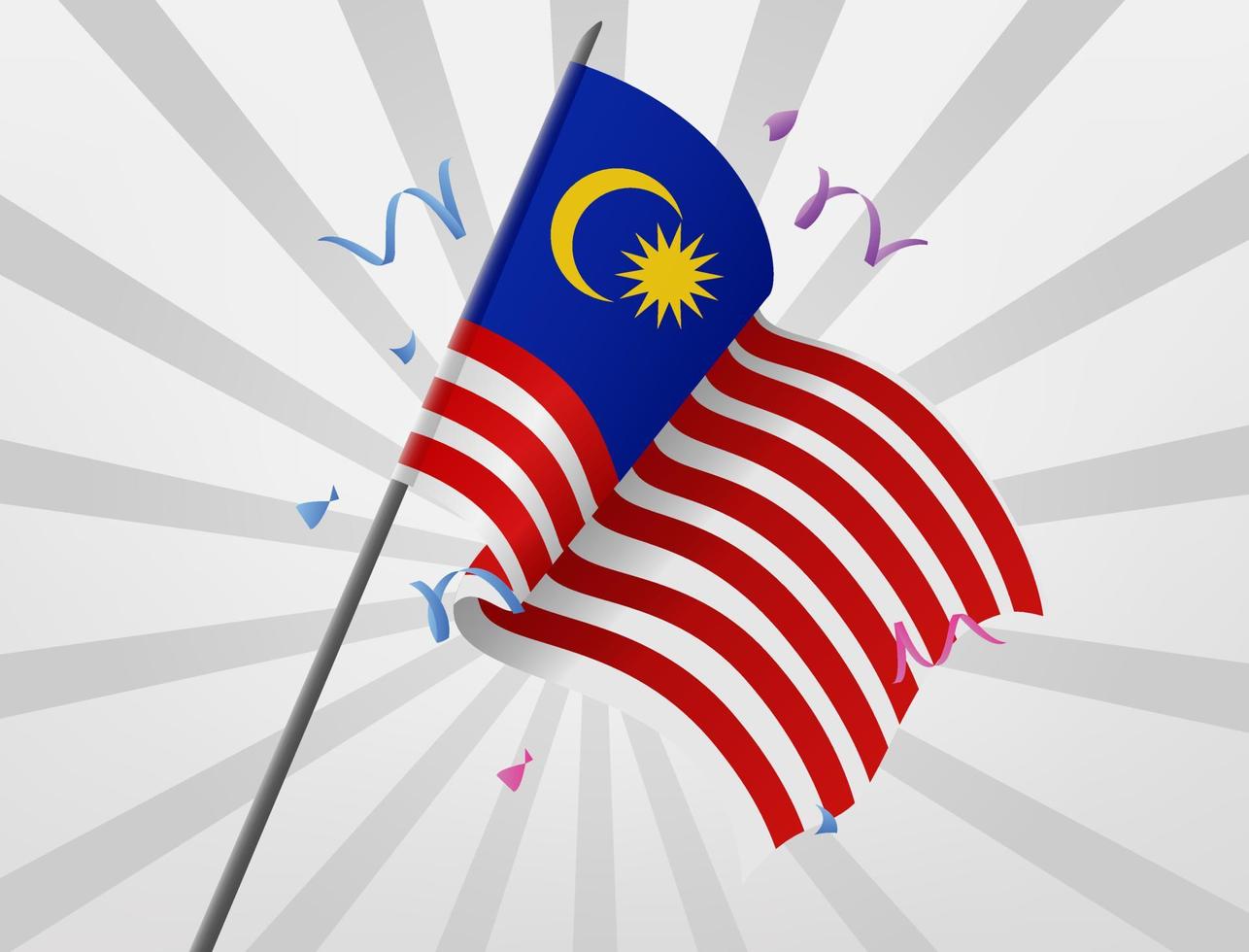 a bandeira comemorativa da malásia está voando em grandes altitudes vetor
