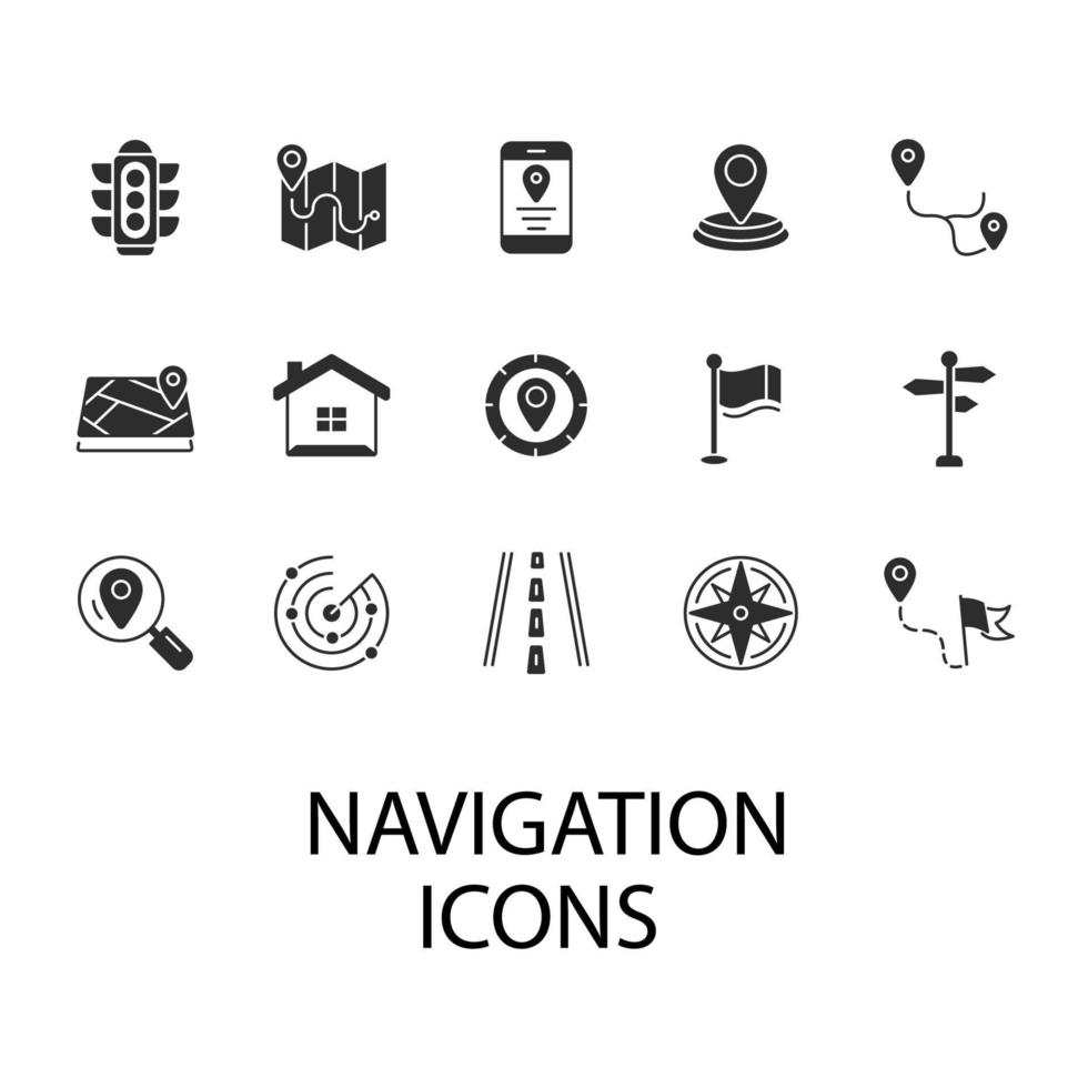conjunto de ícones de navegação. elementos de vetor de símbolo de pacote de navegação para web infográfico