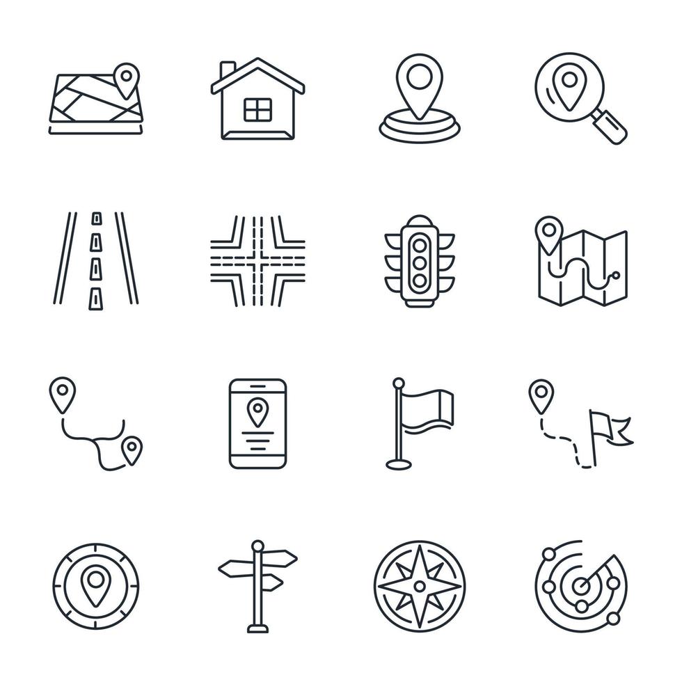 conjunto de ícones de navegação. elementos de vetor de símbolo de pacote de navegação para web infográfico