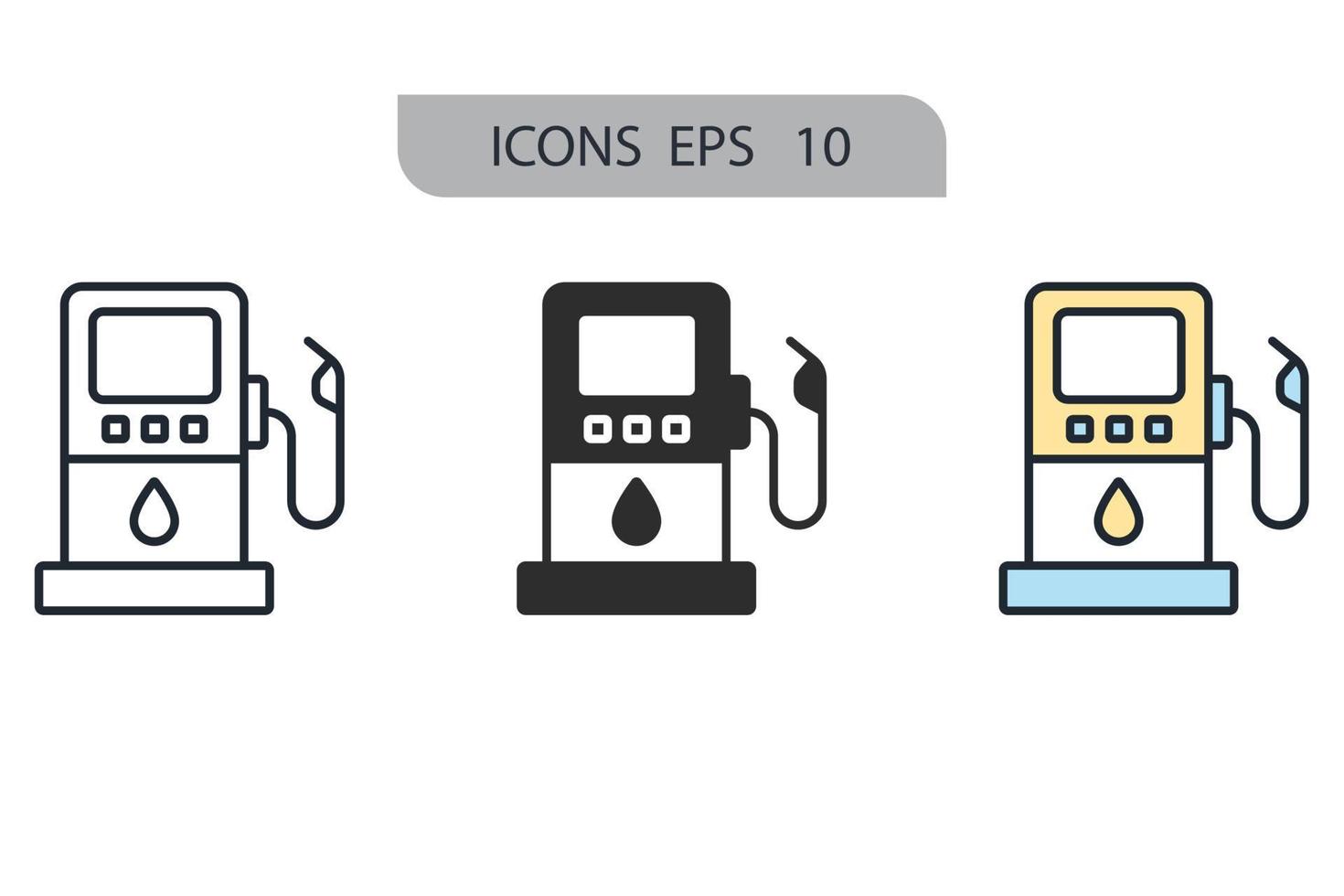 ícones de posto de gasolina simbolizam elementos vetoriais para infográfico web vetor
