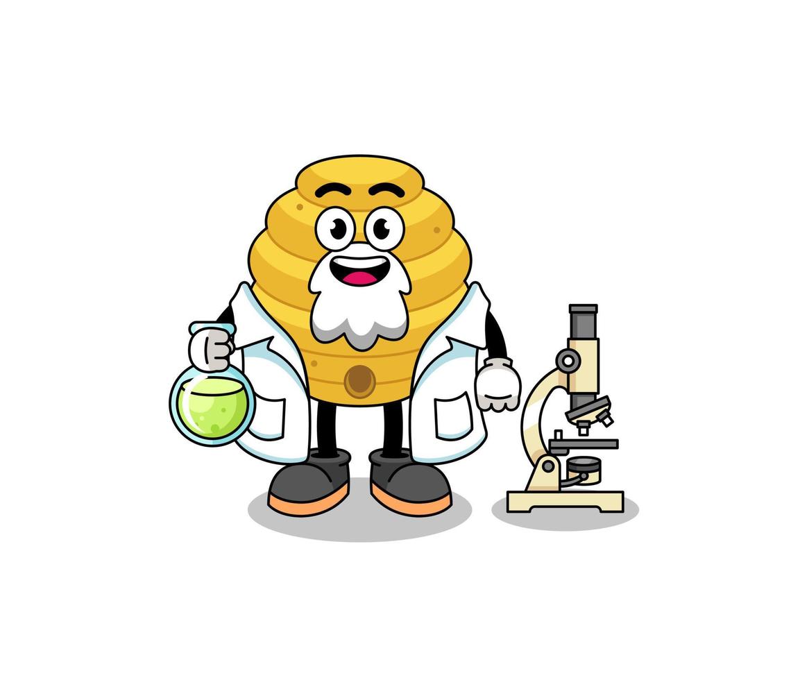 mascote da colmeia de abelhas como cientista vetor