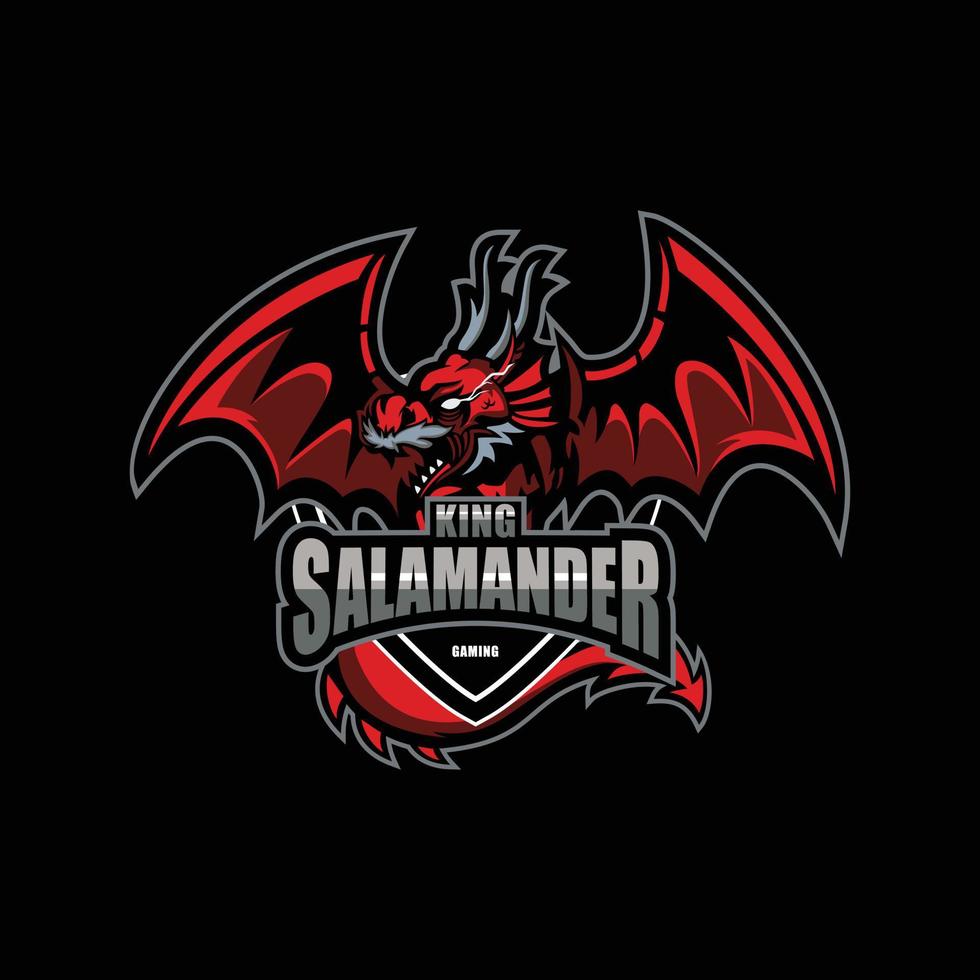 design de logotipo de mascote de dragão para esport vetor