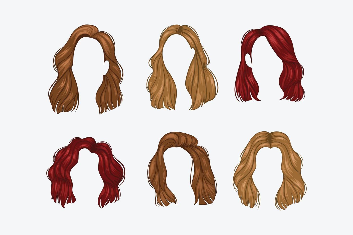 conjunto de penteados femininos variados vetor