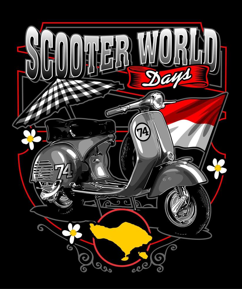 scooter vintage cor prata vetor