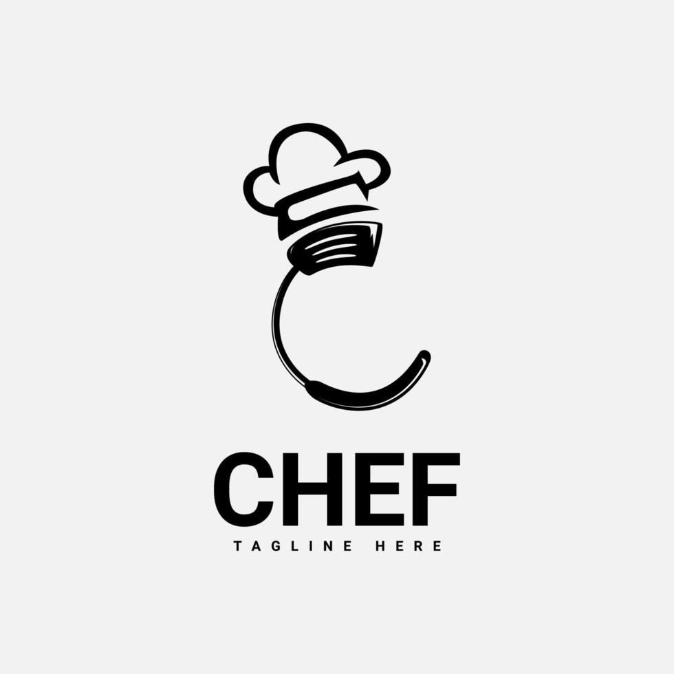 conceito de design de logotipo de chef com letra c vetor