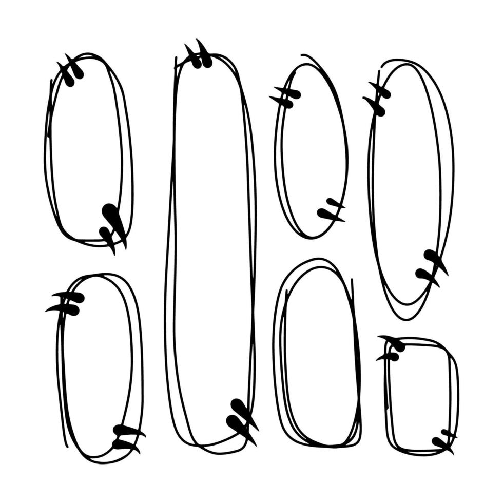 balão vertical com citações no estilo doodle desenhado à mão. conjunto de caixa de texto em quadrinhos bonito. ilustração vetorial isolada no fundo branco vetor