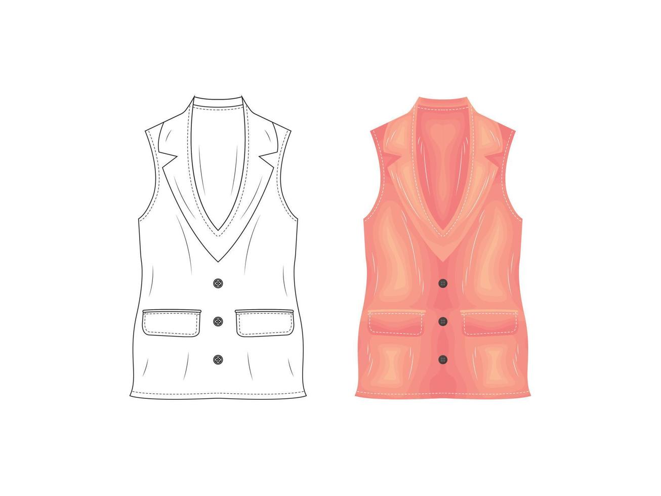 catálogo de produtos de moda uniformes maquete esboço ilustração vetorial roupas silhueta ícone modelo para cima vetor