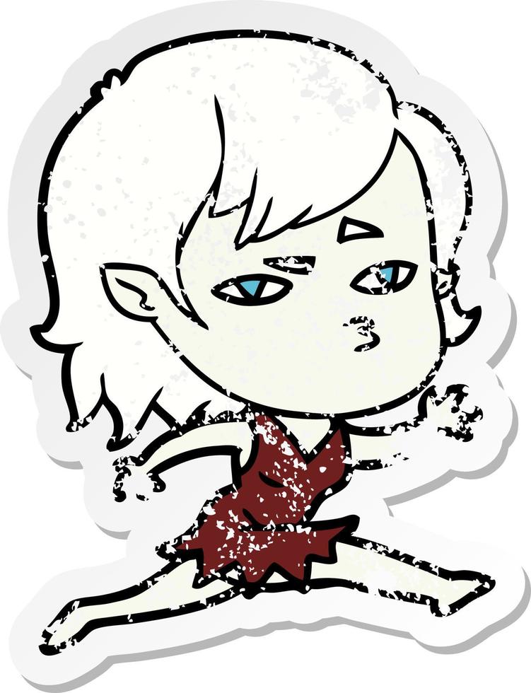 vinheta angustiada de uma garota vampira de desenho animado vetor