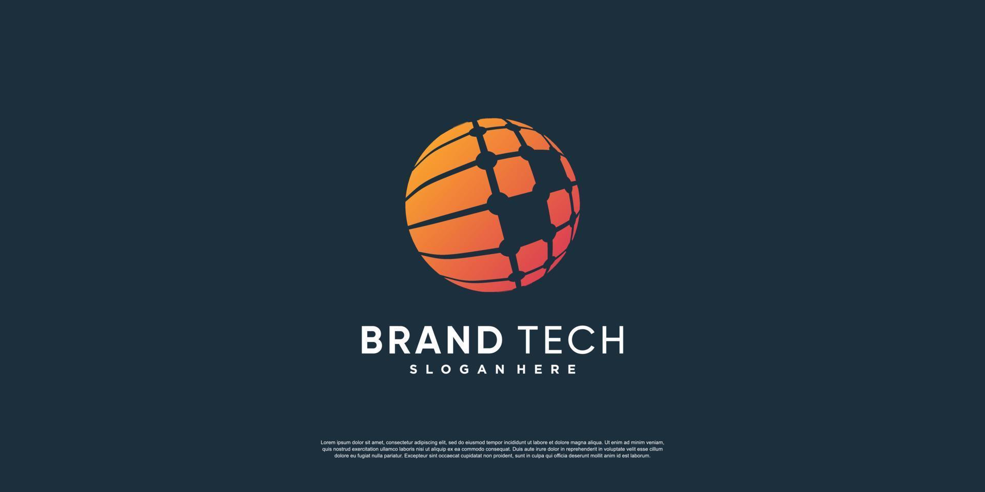 logotipo do globo com o vetor premium do conceito de tecnologia moderna parte 12