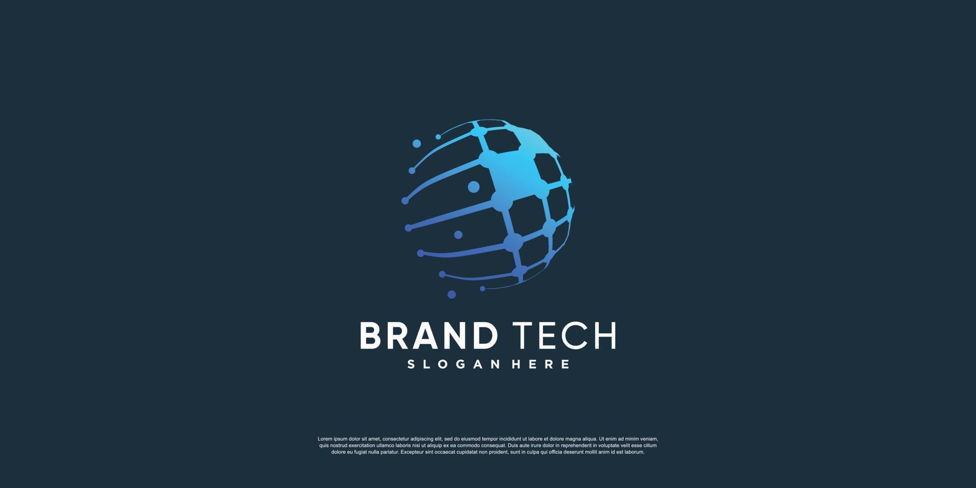 logotipo do mundo com vetor premium de conceito de tecnologia
