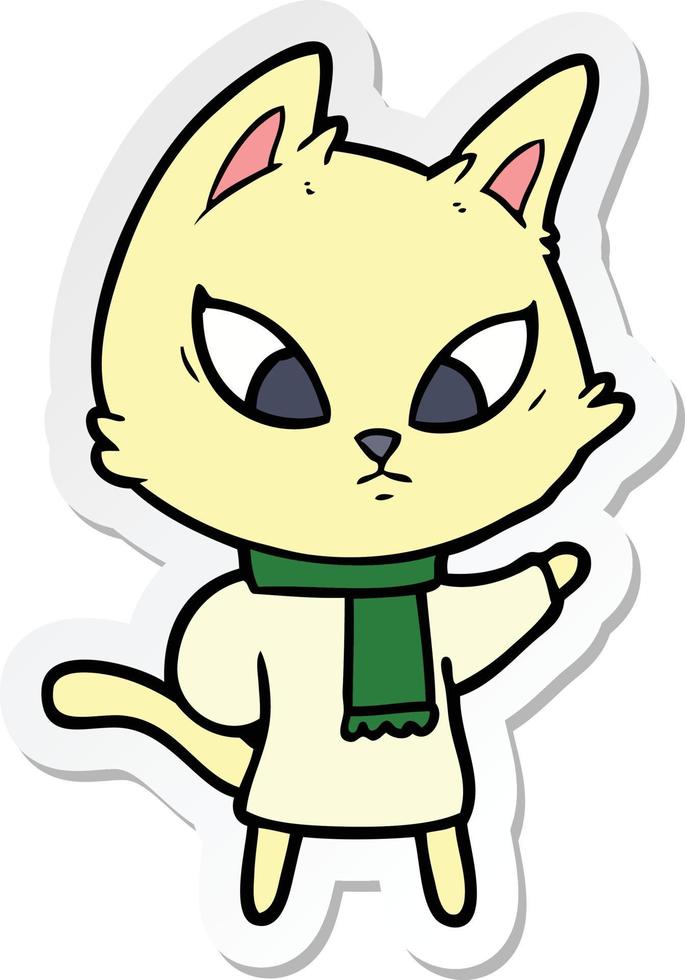 adesivo de um gato de desenho animado confuso vetor