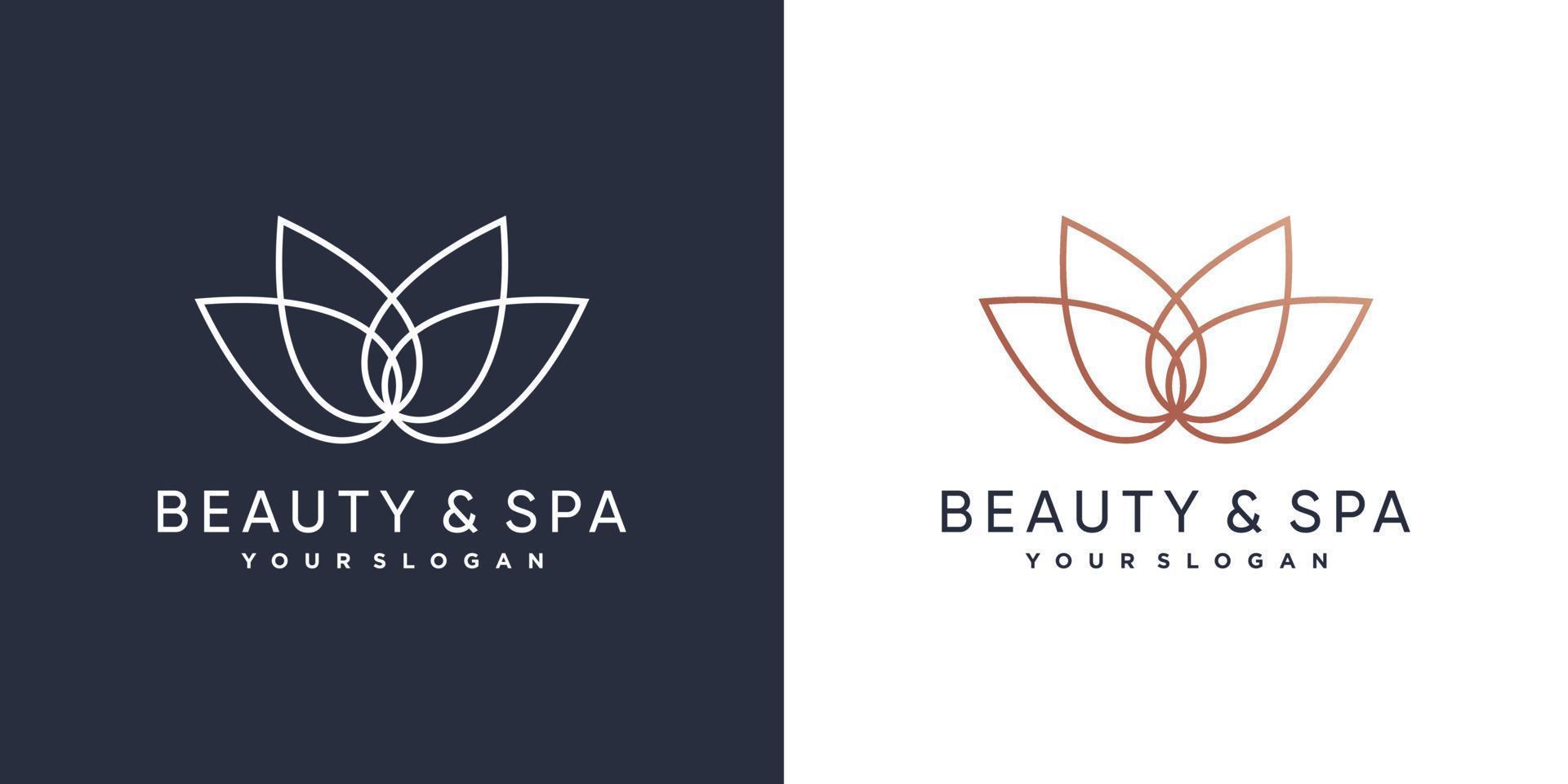 logotipo de beleza e spa com conceito de lótus de beleza vetor premium parte 6