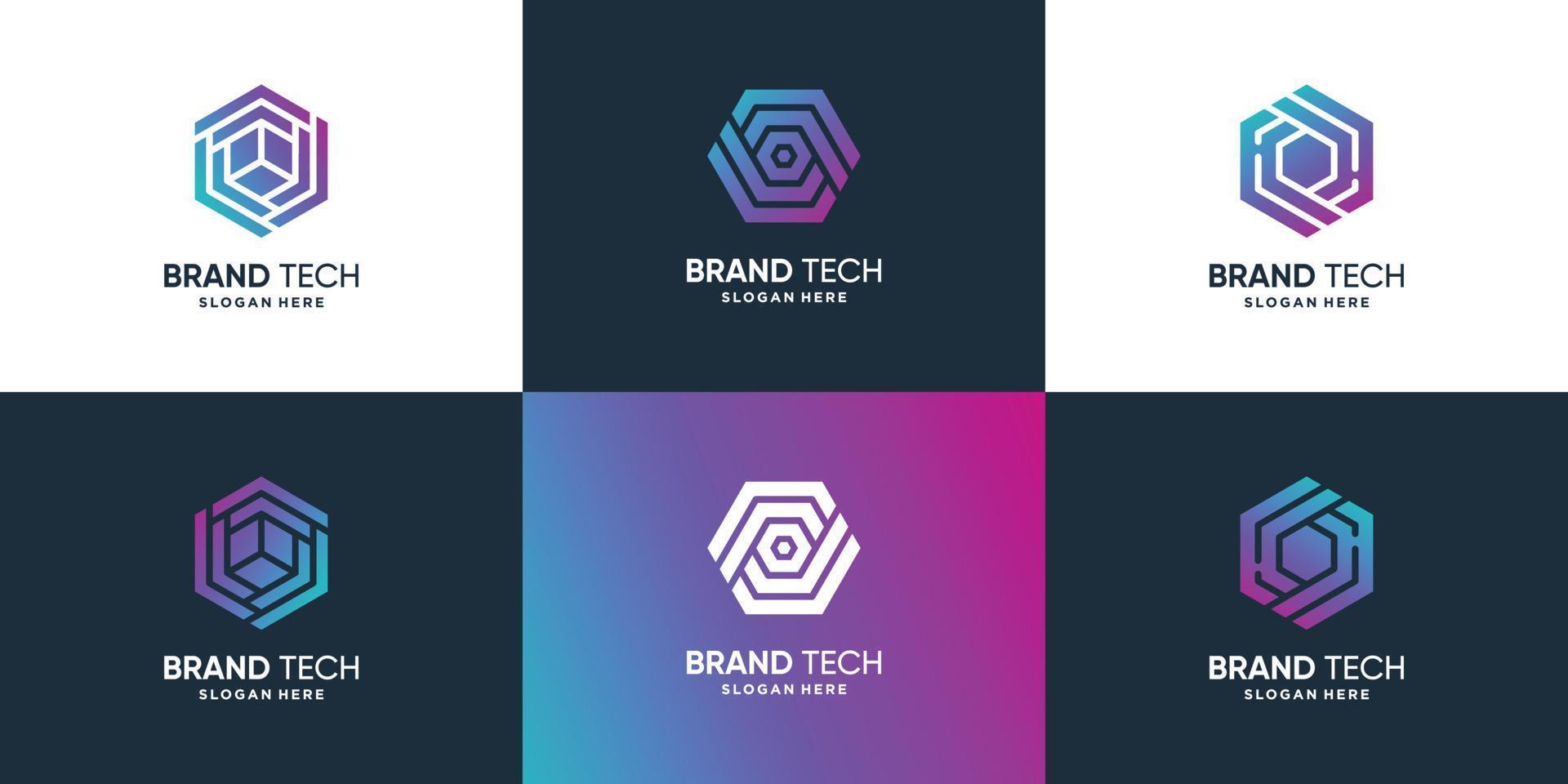 coleção de logotipo de tecnologia com vetor premium de conceito moderno