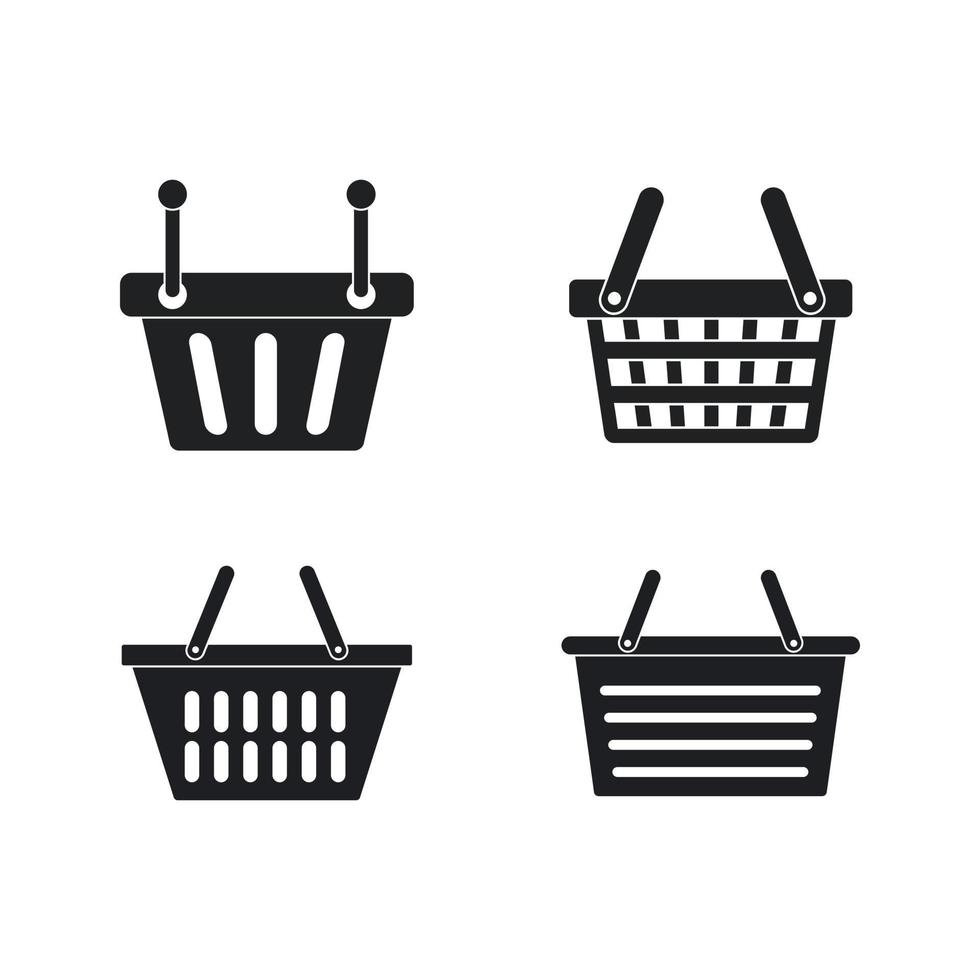 conjunto de ícones de cesta de compras, estilo simples vetor