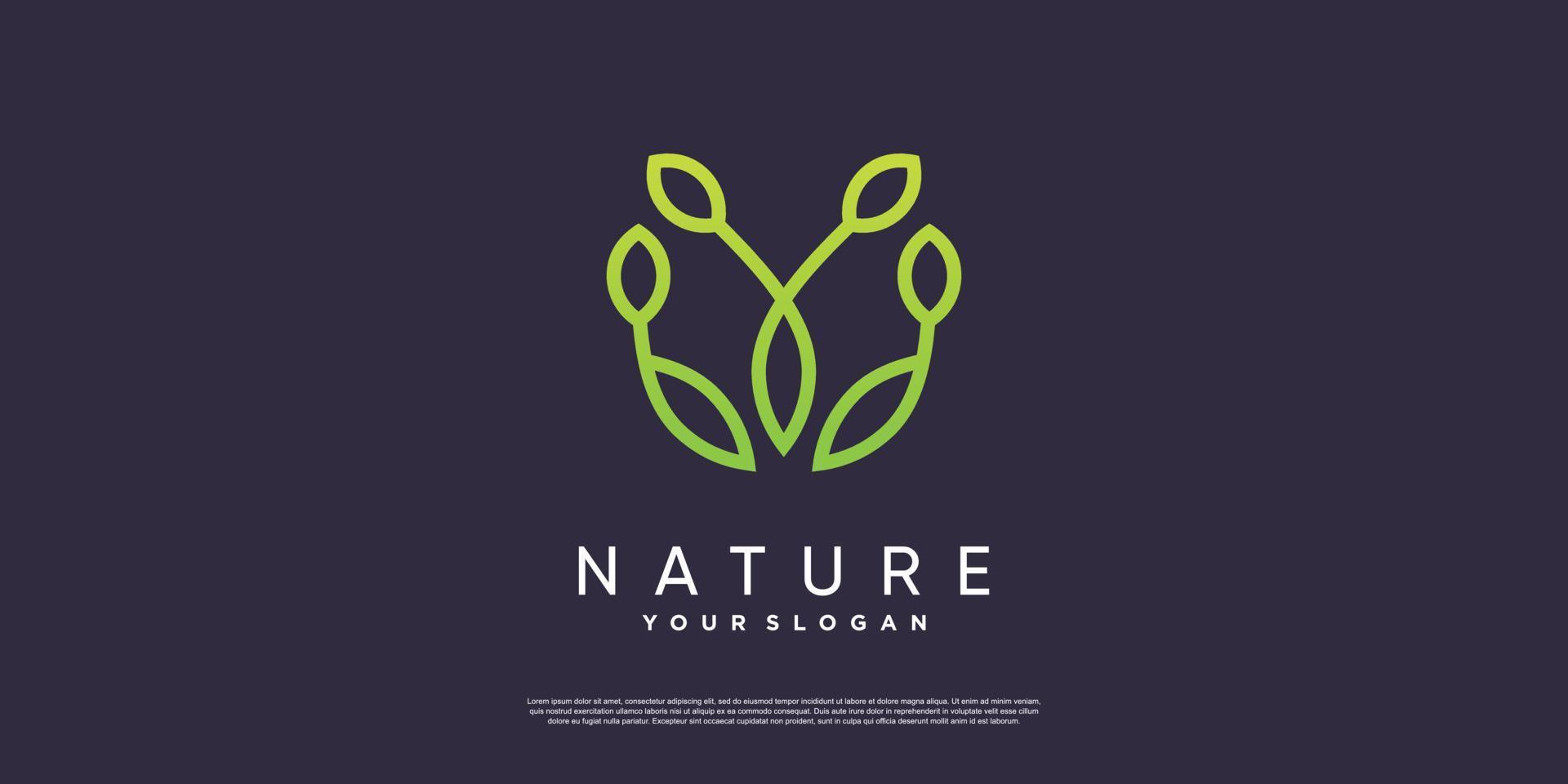 logotipo natural minimalista com vetor premium de conceito de linha criativa