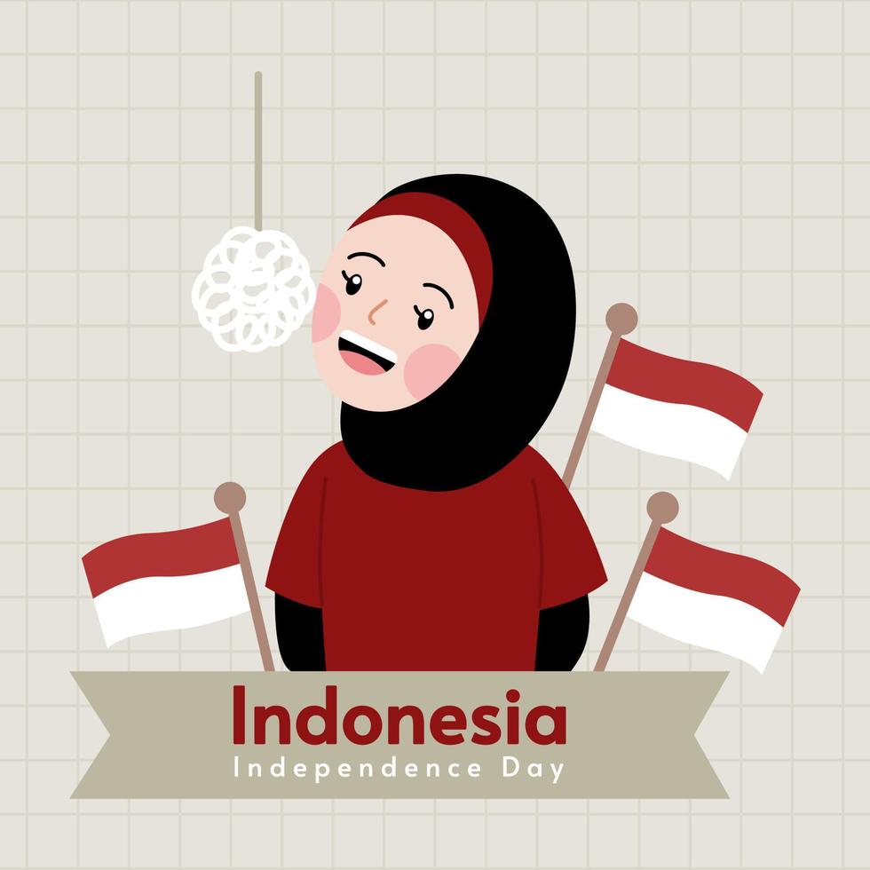 ilustração de saudação do dia da independência da indonésia vetor
