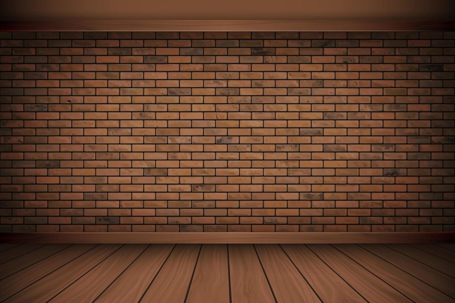 ilustração vetorial linda parede de tijolos de bloco marrom e piso de madeira alinhamento vintage textura padrão de fundo vetor