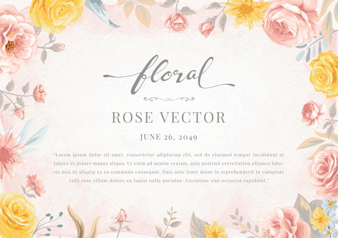 linda flor rosa e ilustração pintada digital de folha botânica para amor casamento dia dos namorados ou arranjo convite design cartão de saudação vetor