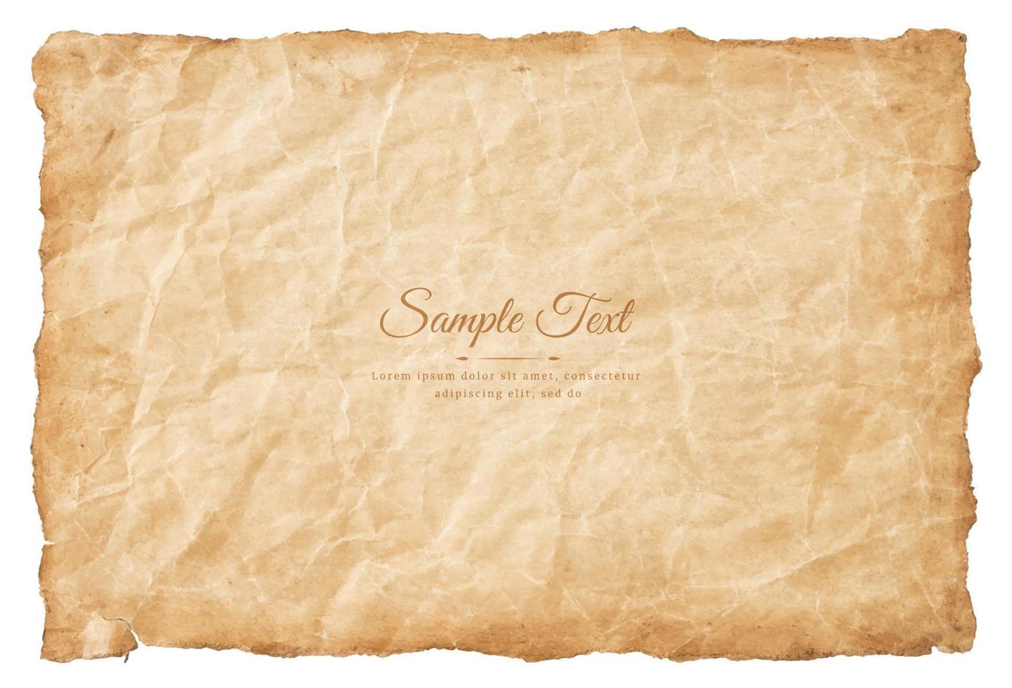 velha folha de papel pergaminho vintage envelhecida ou textura isolada no fundo branco vetor