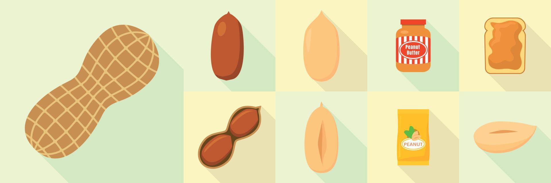 conjunto de ícones de amendoim, estilo simples vetor