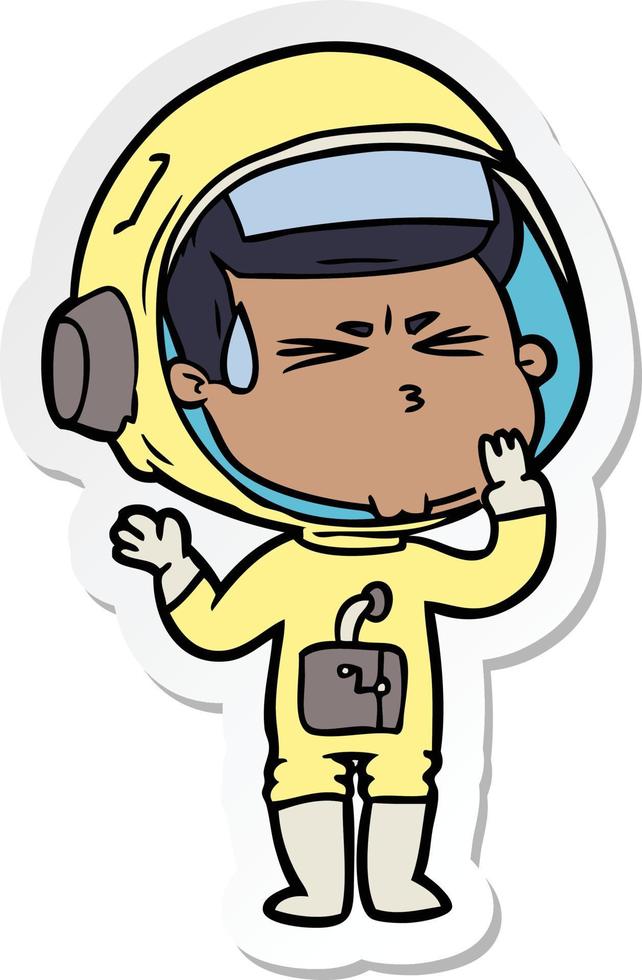 adesivo de um astronauta estressado de desenho animado vetor