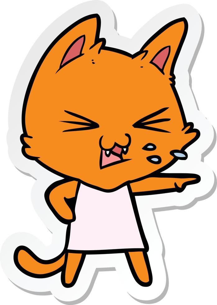 adesivo de um gato de desenho animado assobiando vetor