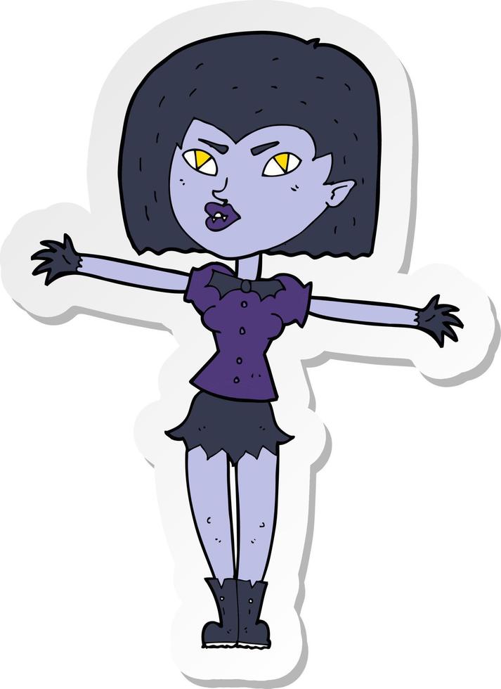 adesivo de uma garota vampira de desenho animado vetor