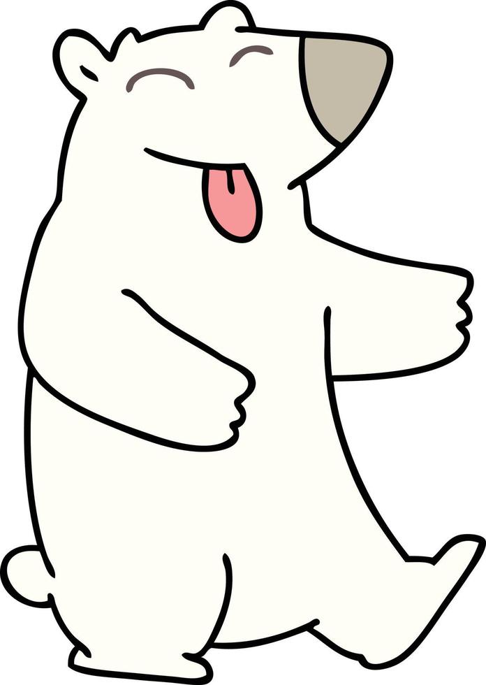 urso polar de desenho animado peculiar desenhado à mão vetor