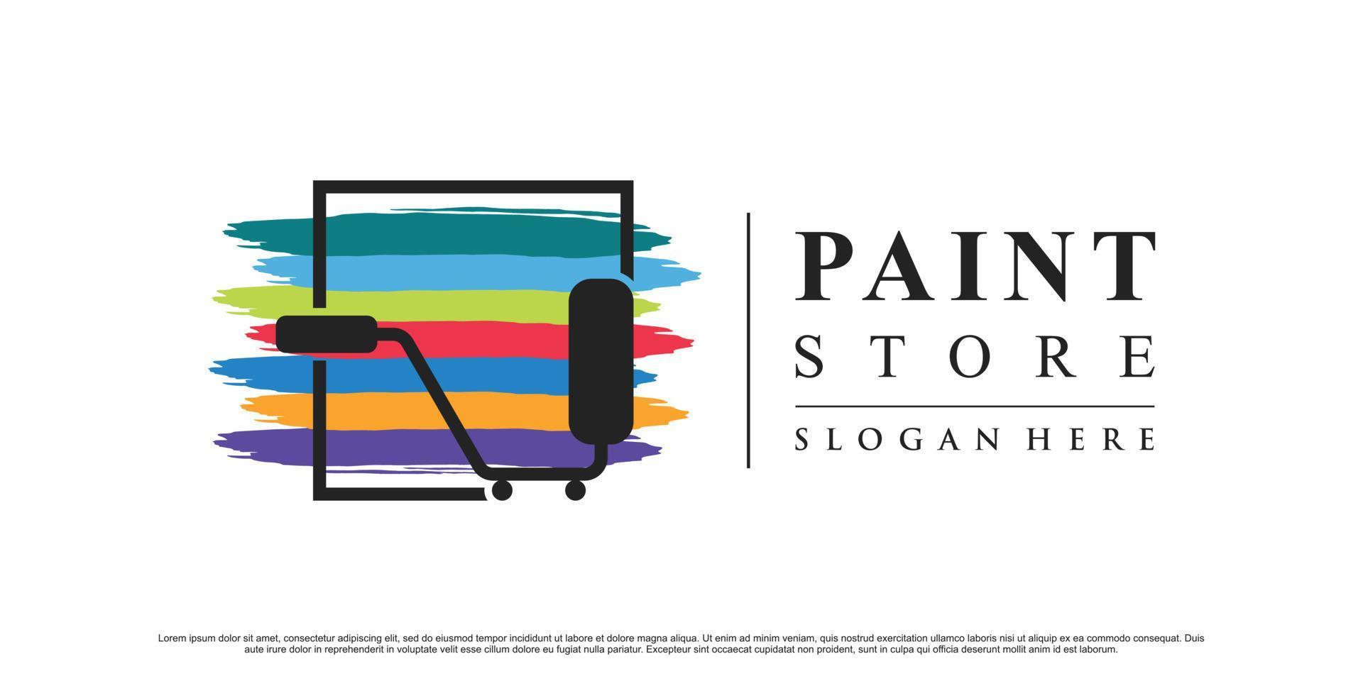 loja de tinta ou design de logotipo de loja com cor do arco-íris e vetor premium de conceito criativo