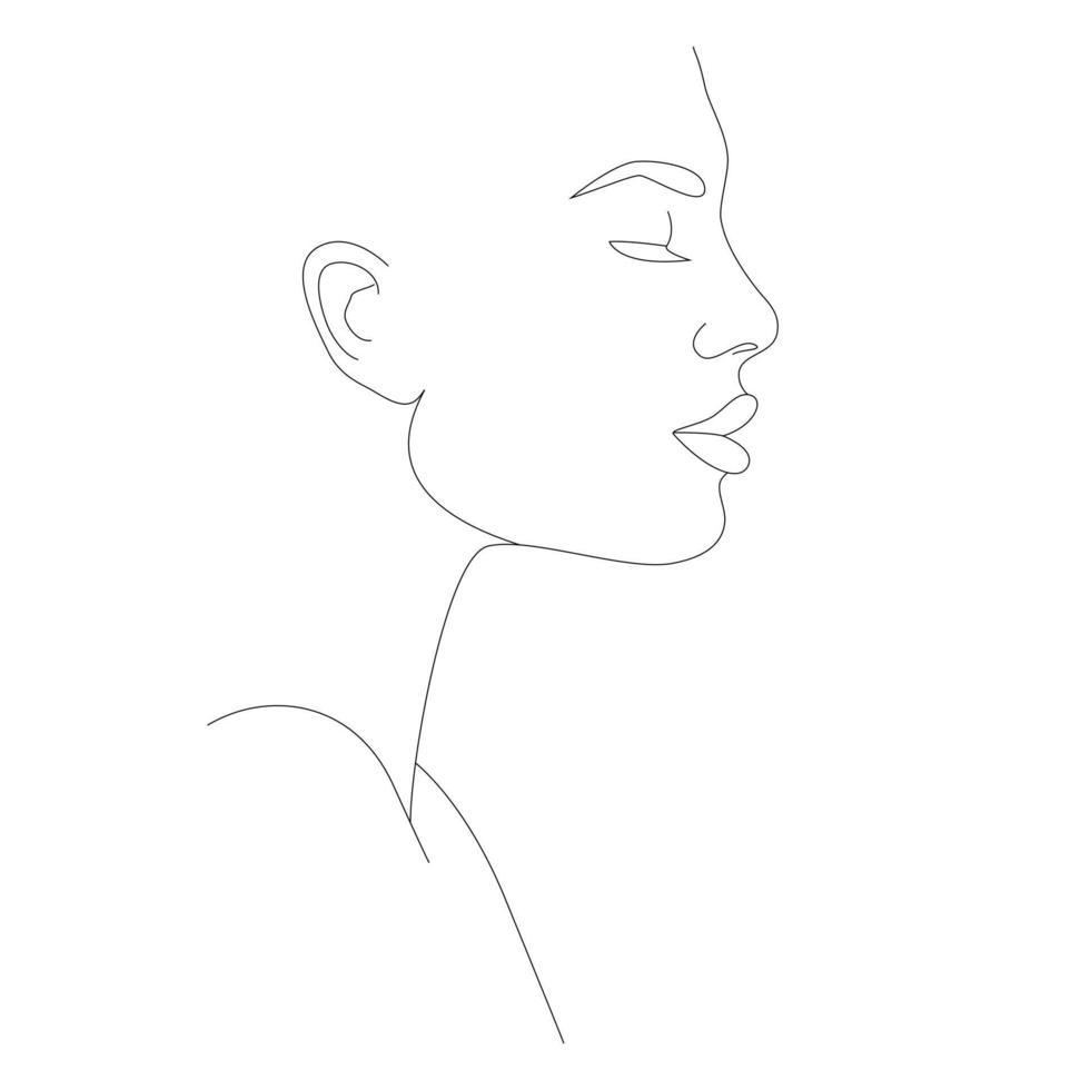 rosto feminino abstrato em uma linha. vetor