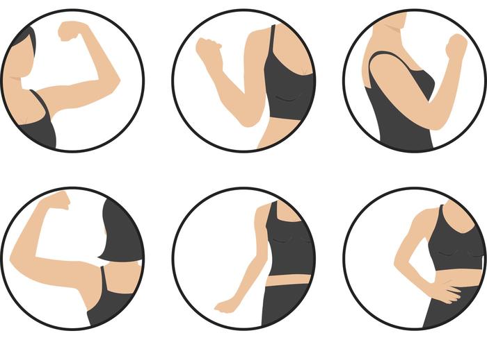 Ícones dos vetores do bíceps das mulheres