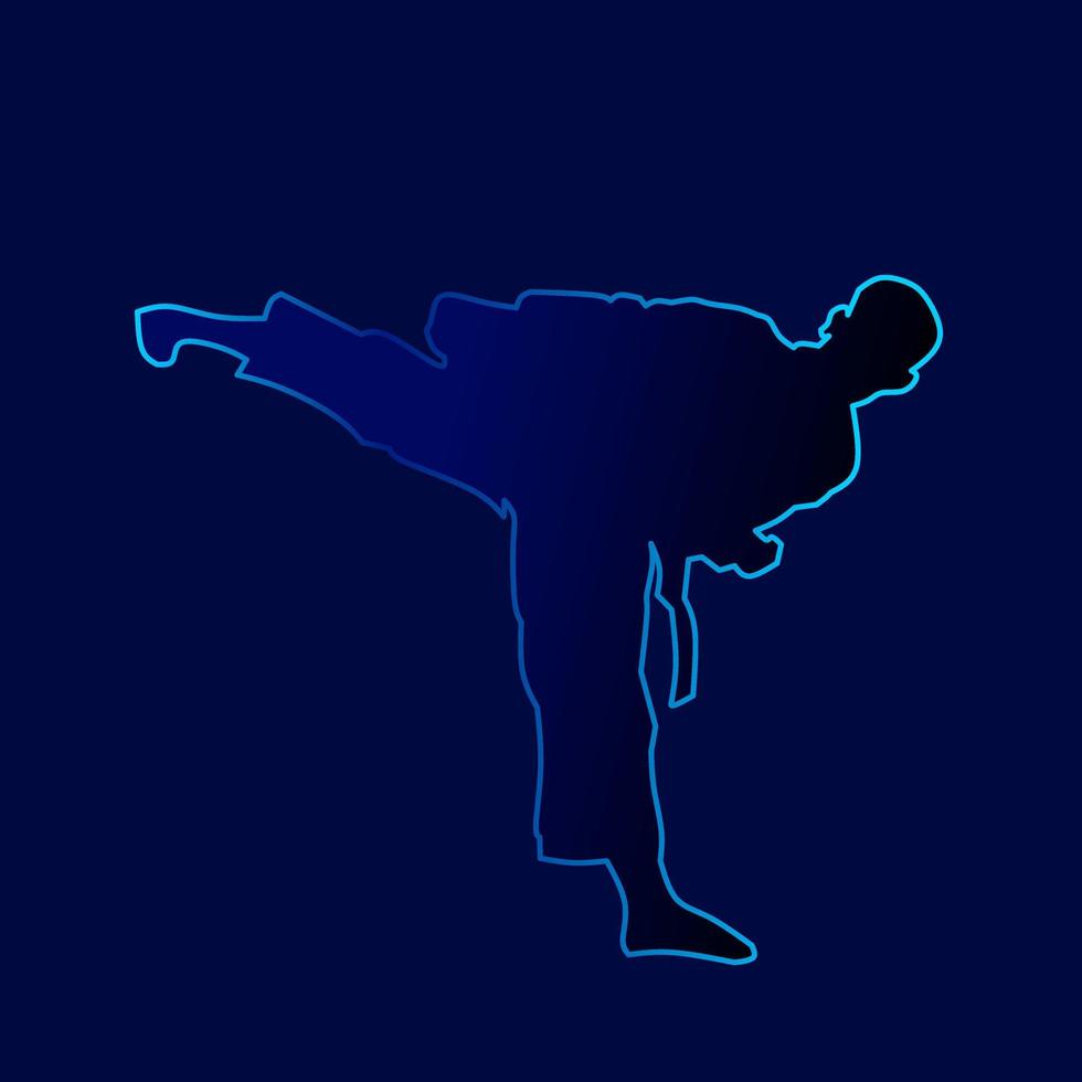karate luta técnica vector silhueta linha pop art potrait logotipo design colorido com fundo escuro. ilustração em vetor abstrato. fundo preto isolado para camiseta, pôster, roupas.