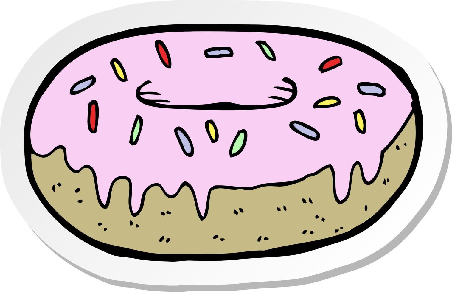 adesivo de um donut de desenho animado vetor