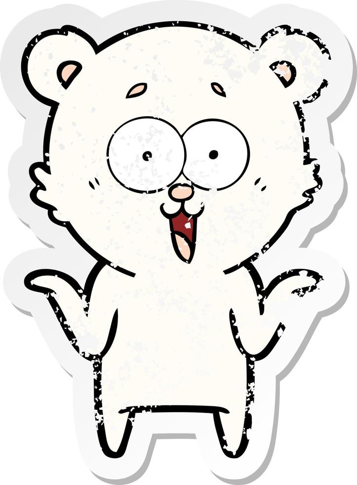 vinheta angustiada de um desenho animado de ursinho de pelúcia rindo vetor