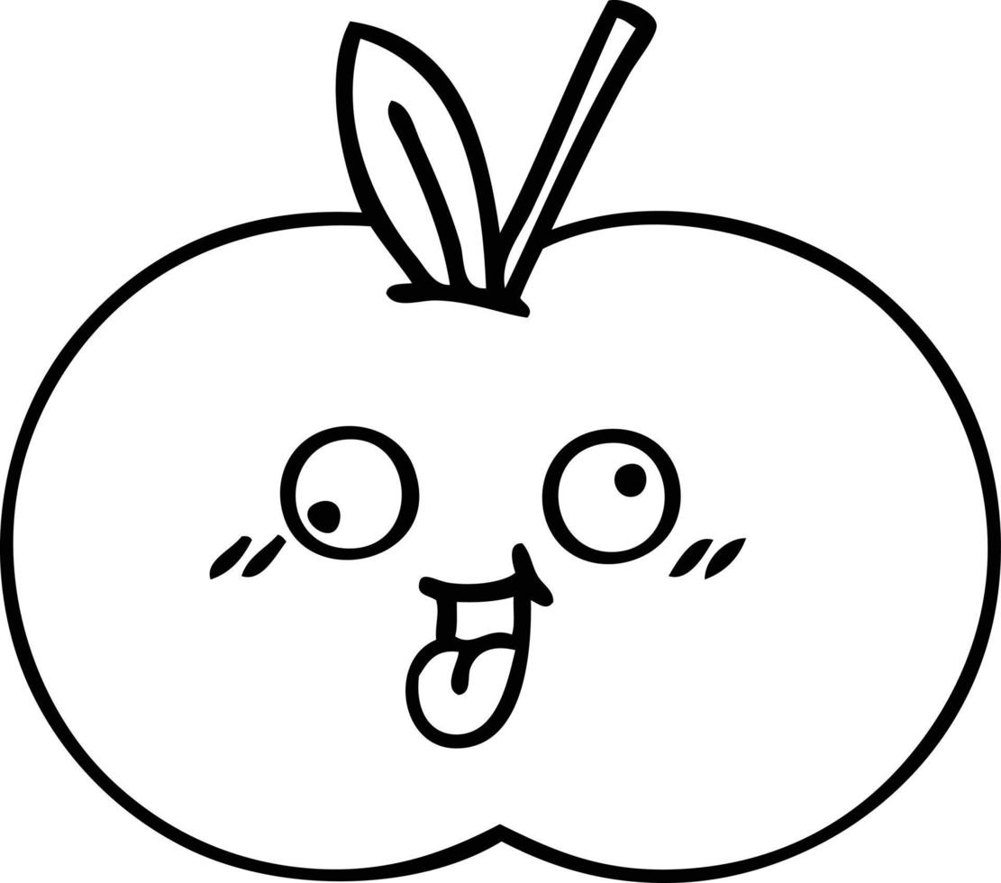 desenho de linha desenho animado maçã vermelha vetor