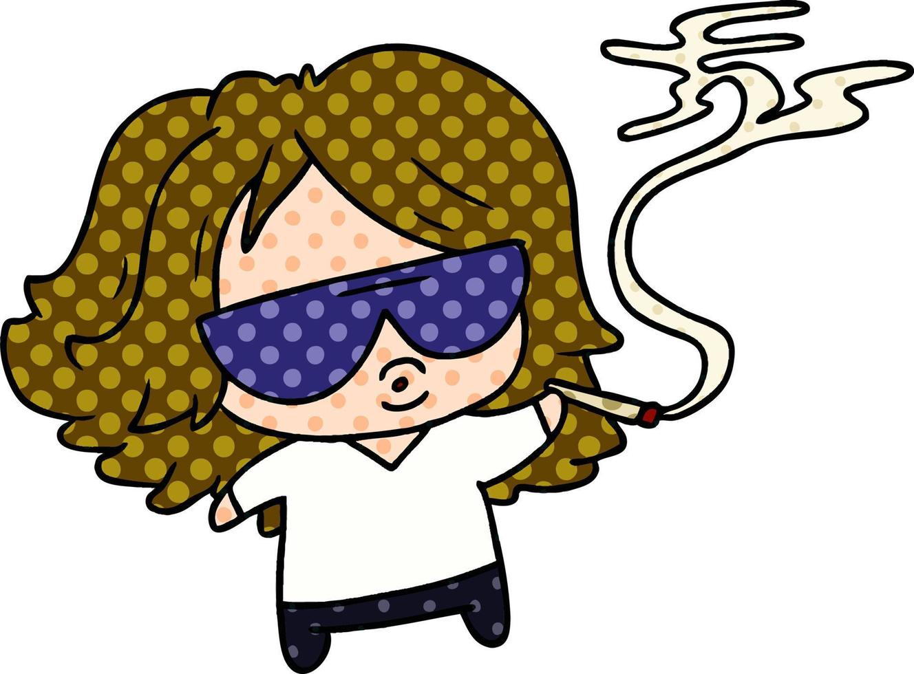 desenho animado bonito kawaii fumando um baseado vetor