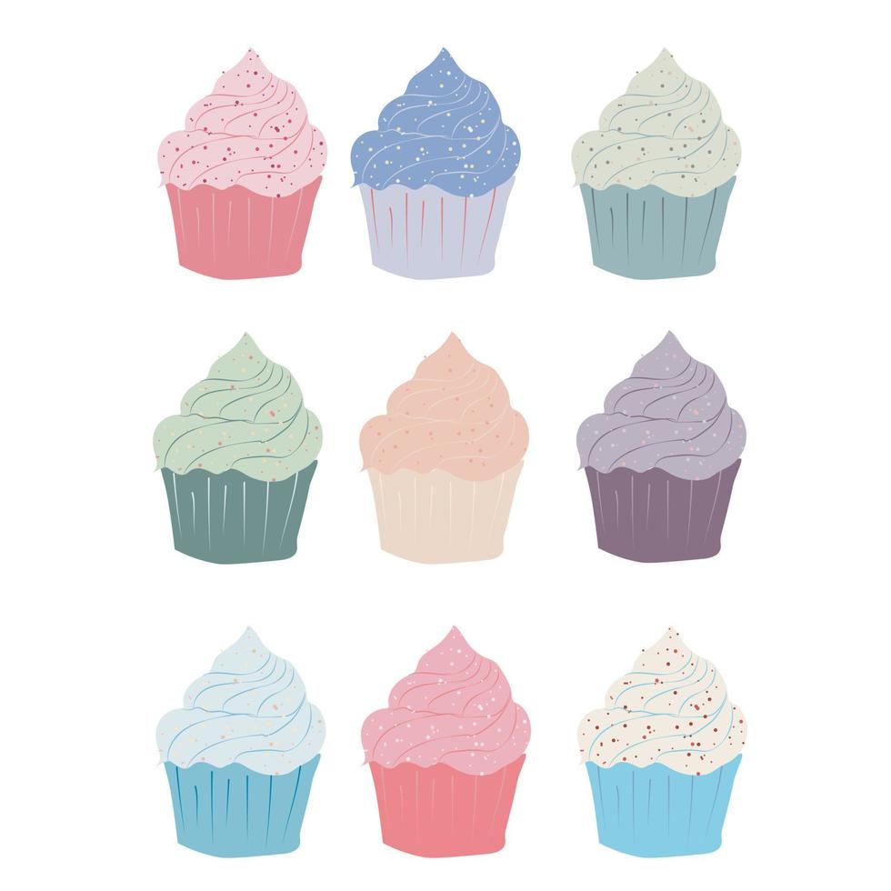 ilustração vetorial de cupcake isolada no fundo branco, clipart de cupcake vetor