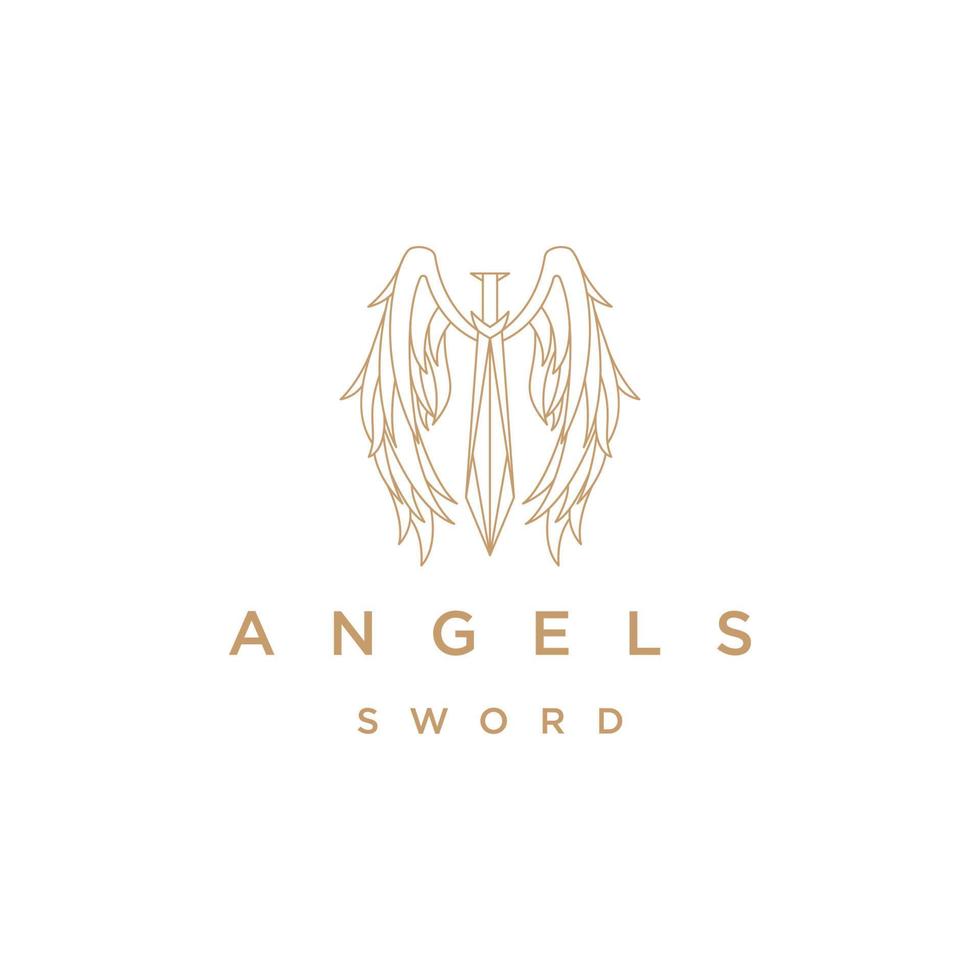 anjo da espada linha modelo de design de ícone de logotipo vetor plano