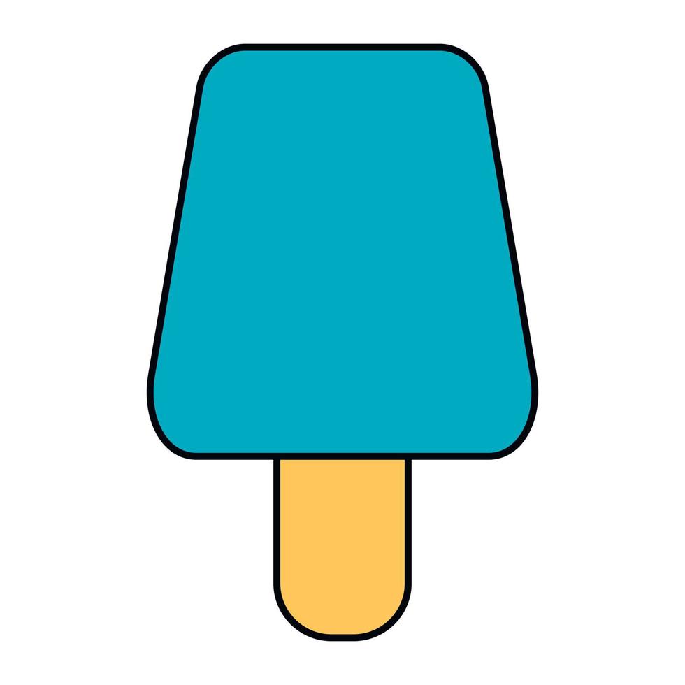 bolas de sorvete no cone de waffle isolado no fundo branco. ícone de contorno plano de vetor. personagem de quadrinhos na ilustração de estilo cartoon para design de camiseta vetor