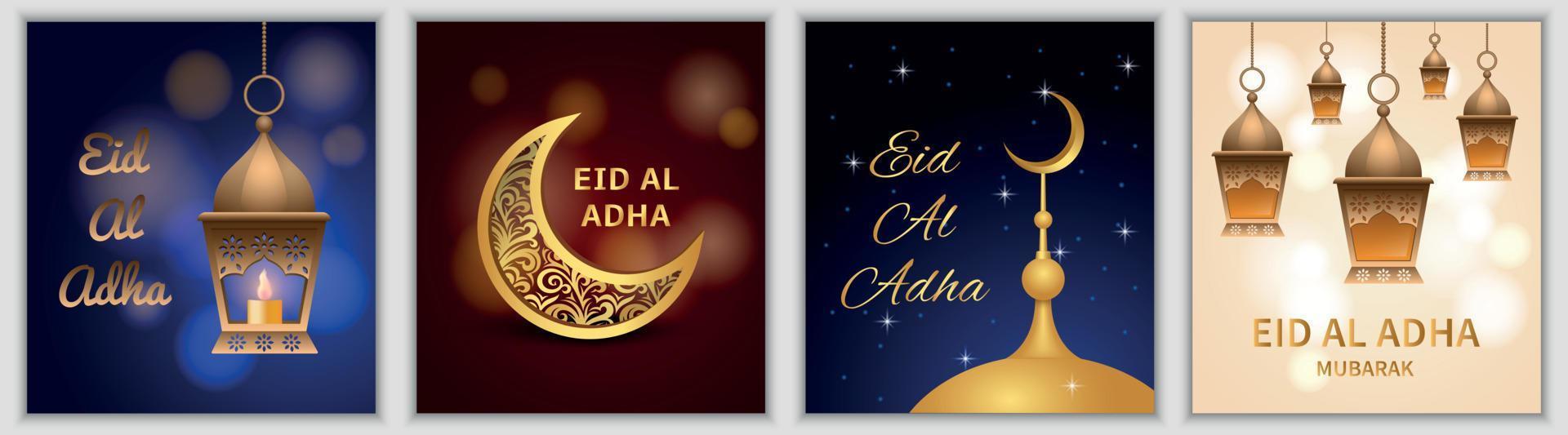 conjunto de banner do festival eid al adha, estilo realista vetor