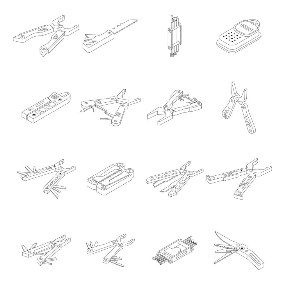 ícones multiferramenta definir contorno vetorial vetor