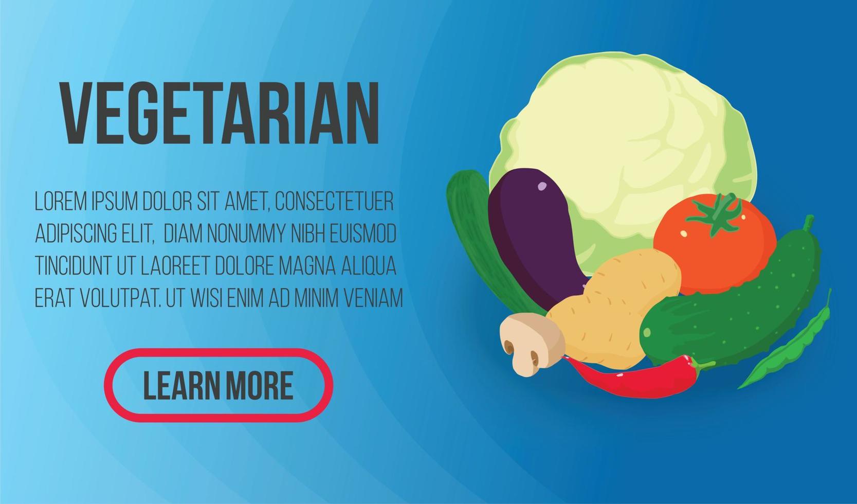 banner de conceito vegetariano, estilo isométrico vetor