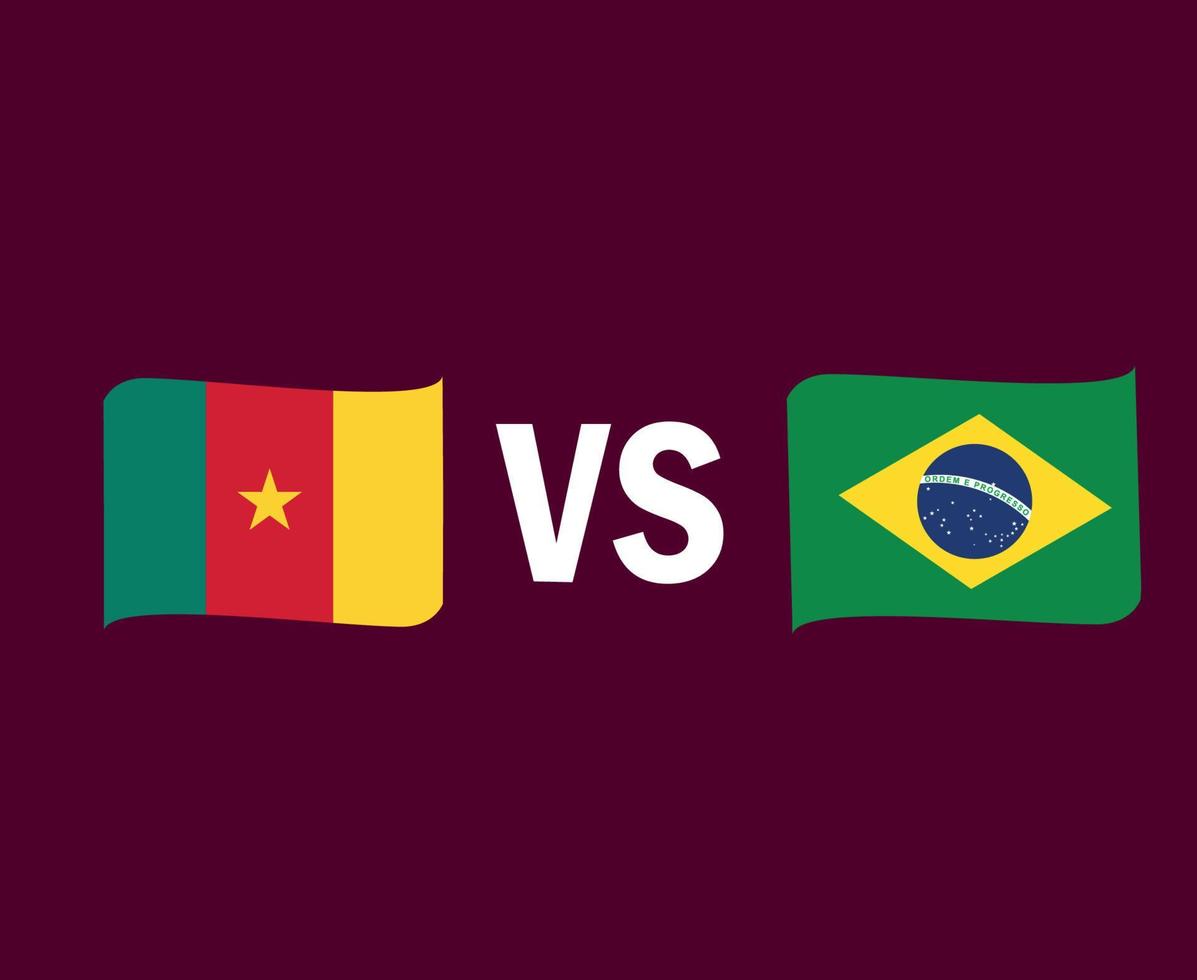 camarões e brasil bandeira fita símbolo design américa latina e áfrica vetor final de futebol ilustração de times de futebol da américa latina e países africanos