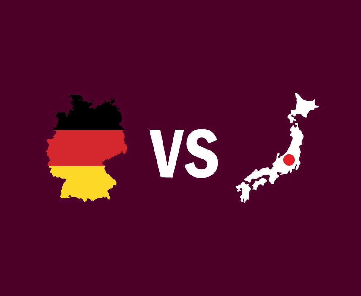 design de símbolo de mapa alemanha e japão ásia e vetor final de futebol europeu países asiáticos e europeus ilustração de equipes de futebol