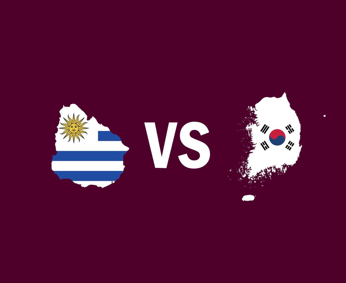 design de símbolo de mapa de uruguai e coreia do sul ásia e américa latina vetor final de futebol países asiáticos e latino-americanos ilustração de times de futebol